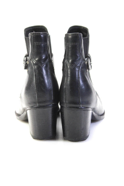 Rag & Bone Womens Slip On Block Heel Round Toe Booties Black Leather Size 37.5