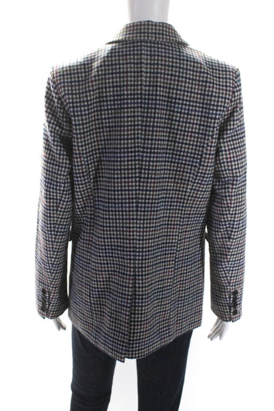 Rails Womens Houndstooth Collared Double Breasted Blazer Jacket Navy Size M