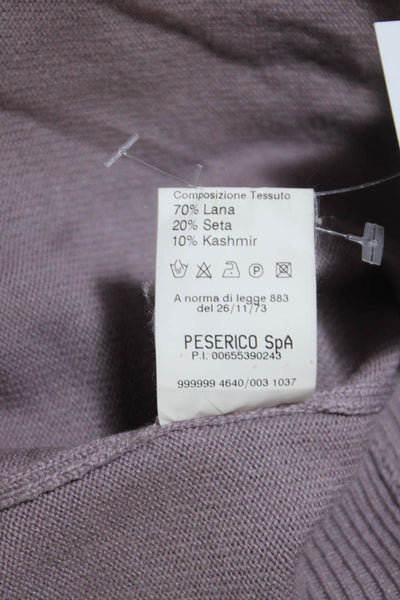 Peserico Womens Wool Knit Long Sleeve V-Neck Sweater Cardigan Purple Size 48