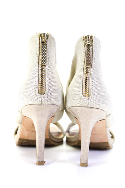 Donald J Pliner Womens Metallic Canvas Ankle Cuff Sandals Gold Size 9