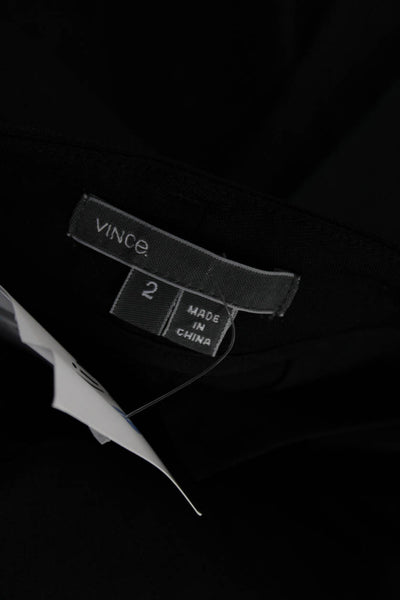 Vince Womens Faux Leather Trim Skinny High Waist Ponte Pants Black Size 2
