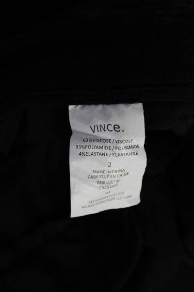Vince Womens Faux Leather Trim Skinny High Waist Ponte Pants Black Size 2