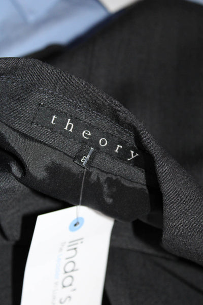 Theory Womens Hidden Placket Notched Collar Blazer Jacket Gray Size 6