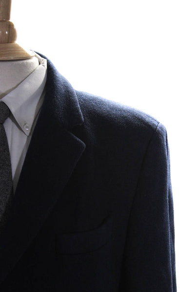 Boss Hugo Boss Mens Button Down Winter Coat Navy Blue Wool Size 44 Regular