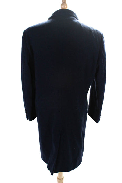 Boss Hugo Boss Mens Button Down Winter Coat Navy Blue Wool Size 44 Regular