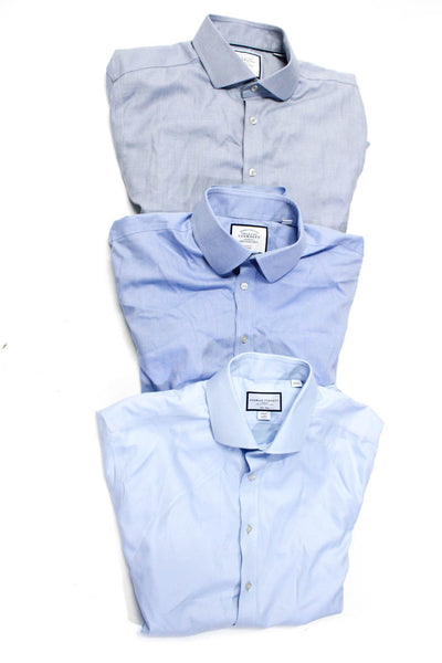 Charles Tyrwhitt Mens Slim Fit Dress Shirts Blue Cotton Size 43 17 Lot 3
