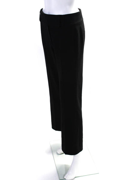 Elie Tahari Womens Creased Straight Leg Dress Pants Black Wool Blend Size 4