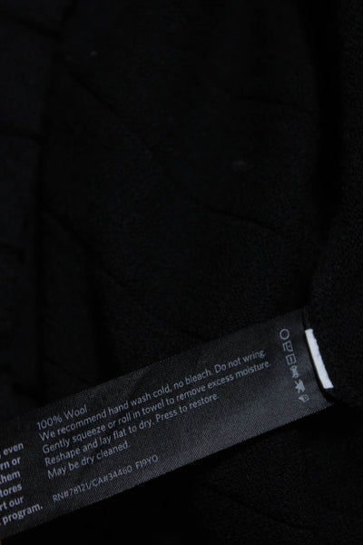 Eileen Fisher Womens Wool Tight Knit 3/4 Sleeve Midi A-Line Dress Black Size L