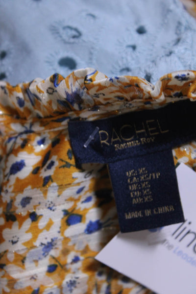 Rachel Rachel Roy Womens Metallic Floral Print Sleeveless Blouse Yellow Size XS