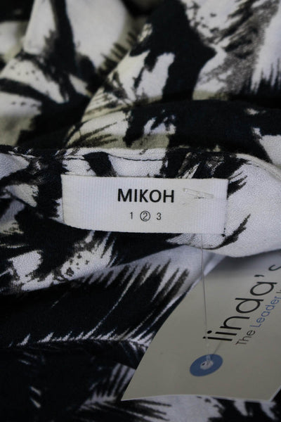 Mikoh Womens Woven Palm Tree Printed Halter Mini Romper Black White Size 2