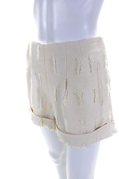 Cult Gaia Womens Unlined Fringe Detail High-Rise Zip Up Shorts Beige Size XS
