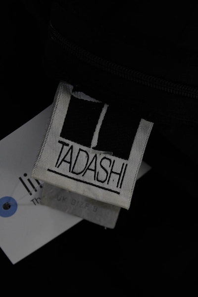 Tadashi Shoji Womens Tiered Chiffon Strapless Sheath Dress Black Silk Size UK 8