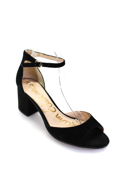 Sam Edelman Womens Susie Ankle Strap Block Heel Sandals Black Suede Size 10