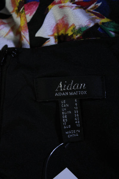 Aidan Aidan Mattox Womens Spaghetti Strap Midi Floral Dress Black Multi Size 6