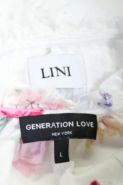Generation Love Lini Women Floral Eyelet Tops White Cotton Medium Large Lot 2
