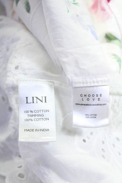 Generation Love Lini Women Floral Eyelet Tops White Cotton Medium Large Lot 2