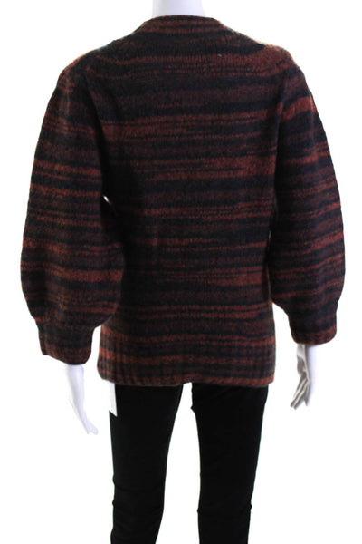Veronica Beard Womens 3/4 Sleeve Crew Neck Striped Sweater Brown Size Medium