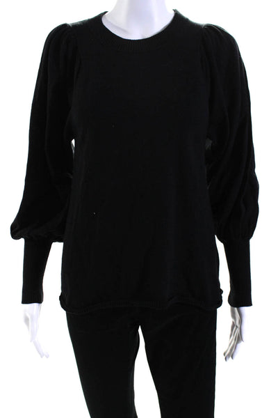 Apiece Apart Womens Pullover Crew Neck Sweatshirt Black Cotton Size Medium