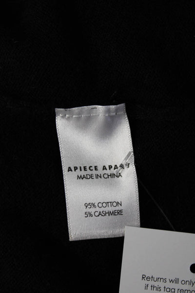 Apiece Apart Womens Pullover Crew Neck Sweatshirt Black Cotton Size Medium