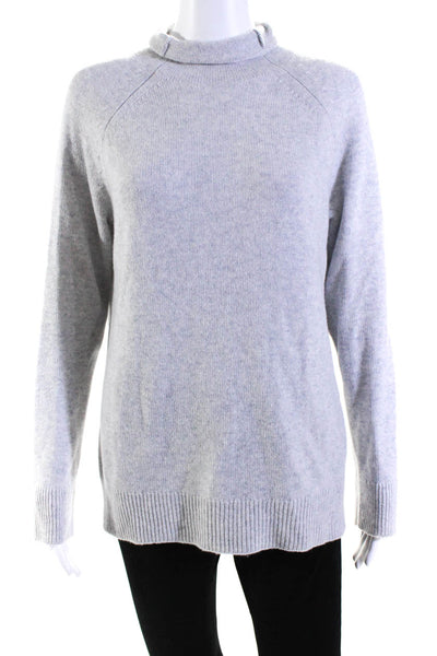 Theory Womens Pullover Oversized Mock Neck Cashmere Sweater Gray Size Medium