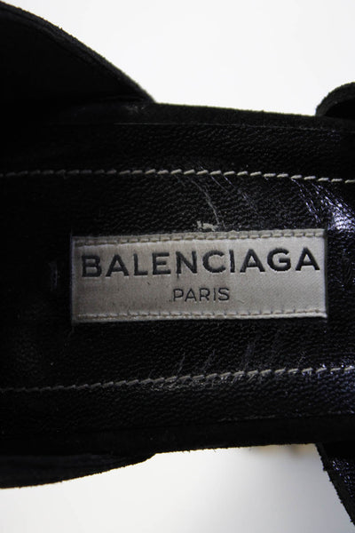 Balenciaga Womens Ankle Strap Espadrille Wedge Sandals Black Suede Size 39 9