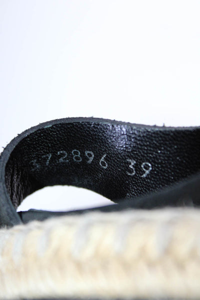 Balenciaga Womens Ankle Strap Espadrille Wedge Sandals Black Suede Size 39 9