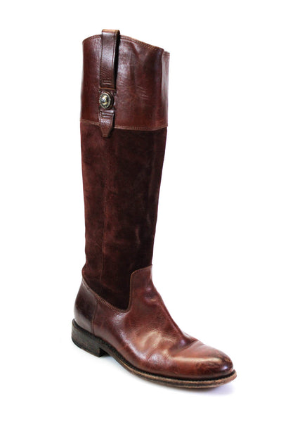 Frye Womens Leather Full Zipper Knee High Riding Boots Walnut Brown Size 8 B