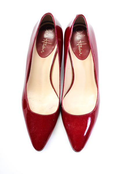 Cole Haan Womens Pointed Toe Slip On Pumps Red Patent Leather Size 7