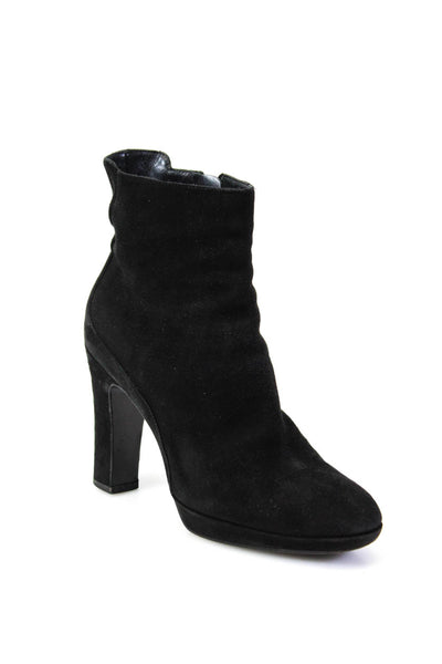 Max Mara Womens High Heel Almond Toe Ankle Boots Black Suede Size 37 7