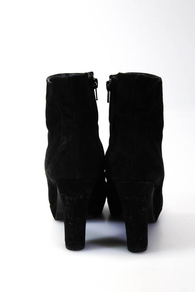 Max Mara Womens High Heel Almond Toe Ankle Boots Black Suede Size 37 7