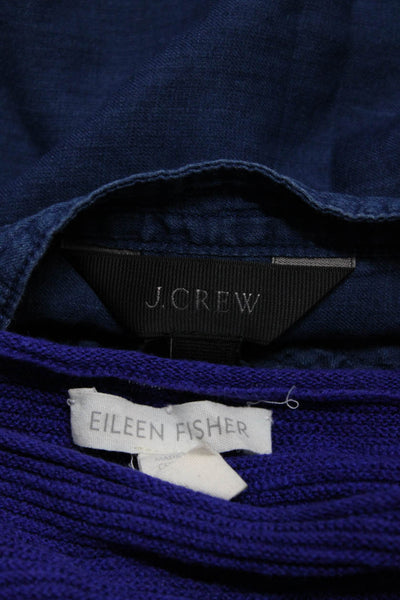 Eileen Fisher J Crew Womens Purple Textured Crew Neck Tee Top Size XXS 0 lot 2