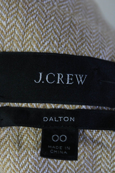 J Crew Womens Brown Linen Herringbone Two Button Long Sleeve Blazer Size 00