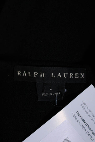 Ralph Lauren Womens Cashmere Round Neck Pullover Knit Tank Top Black Size L
