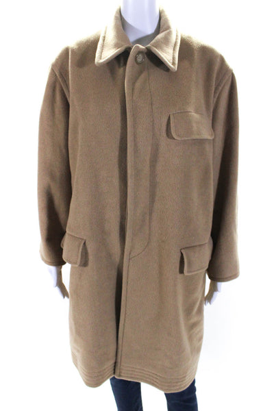 Ralph Lauren Womens Wool Long Sleeve Button Up Longline Coat Beige Size 8