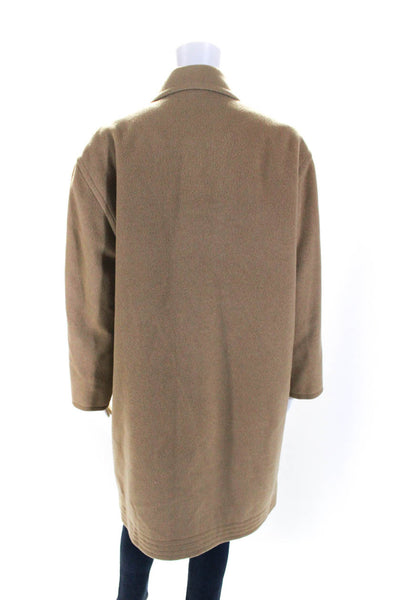 Ralph Lauren Womens Wool Long Sleeve Button Up Longline Coat Beige Size 8