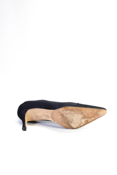 Jimmy Choo Womens Satin Pointed Toe Slide On Heels Pumps Black Size 38 8