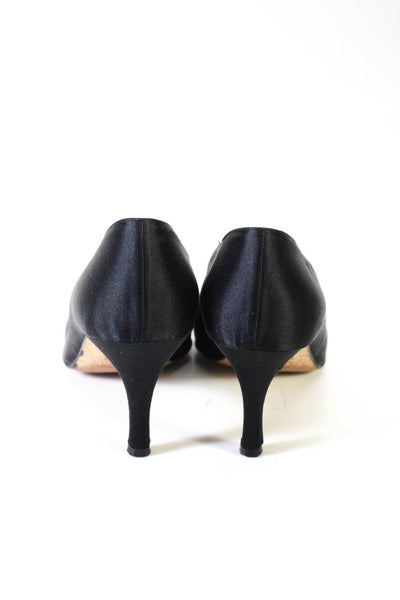 Jimmy Choo Womens Satin Pointed Toe Slide On Heels Pumps Black Size 38 8