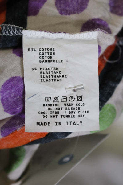 Etro Womens Polka Dot Long Sleeves Tee Shirt Multi Colored Cotton Size EUR 38