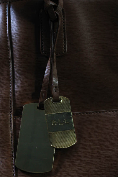 Lauren Ralph Lauren Womens Leather Magnet Tote Bag Brown Large Handbag