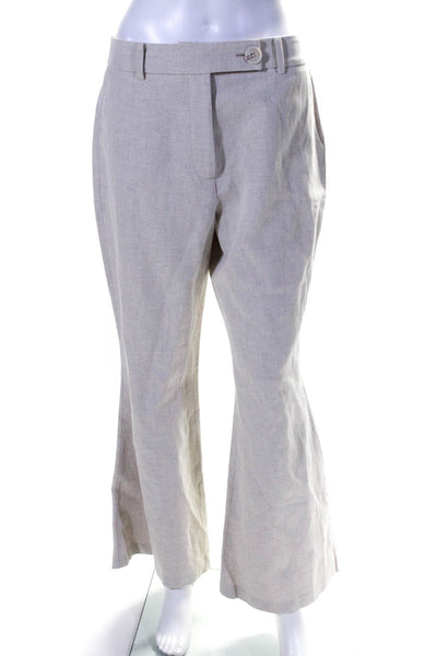 Anna Quan Womens Mid Rise Twill Flare Pants Crop Top Set Beige Size 4 10