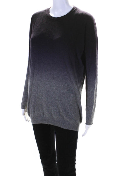 Vince Womens Long Sleeve Crew Neck Ombre Sweater Gray Purple Wool Size XS