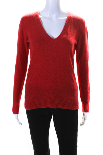 Theory Womens Long Sleeve V Neck Cashmere Sweater Red Size Small