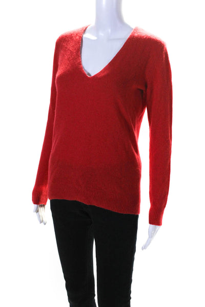 Theory Womens Long Sleeve V Neck Cashmere Sweater Red Size Small