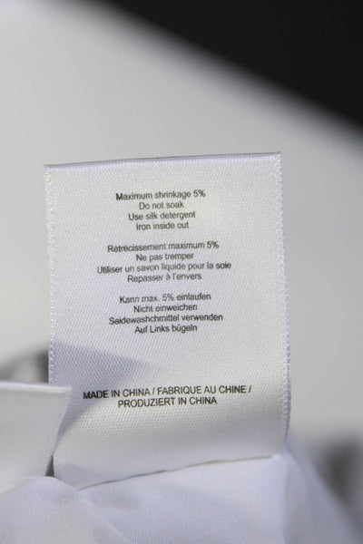 Ganni Womens White Silk Floral Print Zip Back Asymmetric  A-Line Skirt Size 34