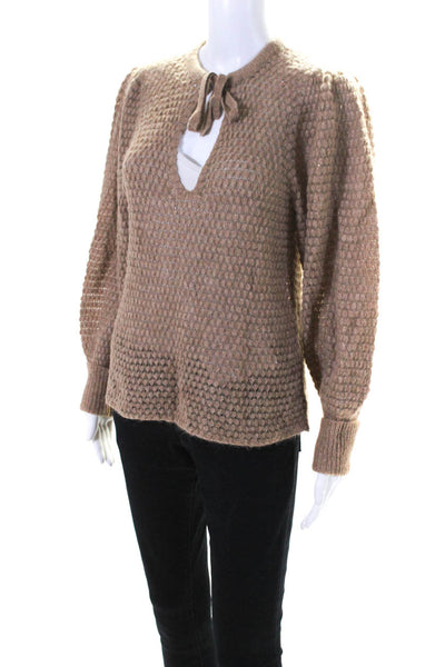 Ulla Johnson Womens Alpaca V Neck Long Sleeves Sweater Brown Size Small