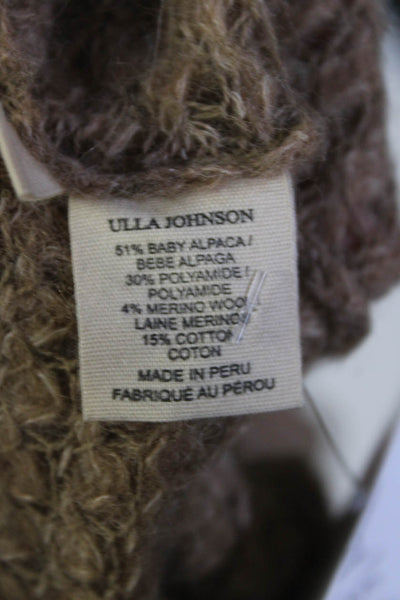 Ulla Johnson Womens Alpaca V Neck Long Sleeves Sweater Brown Size Small