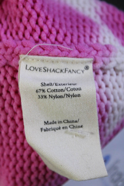 Love Shack Fancy Womens Tie Dye Print Sweater Pink White Cotton Size Small
