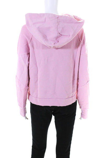 Love Shack Fancy Womens Long Sleeves Pullover Hoodie Pink Cotton Size Medium