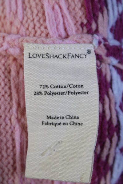 Love Shack Fancy Womens Pearl Crew Neck Sweater Pink Cotton Size Small