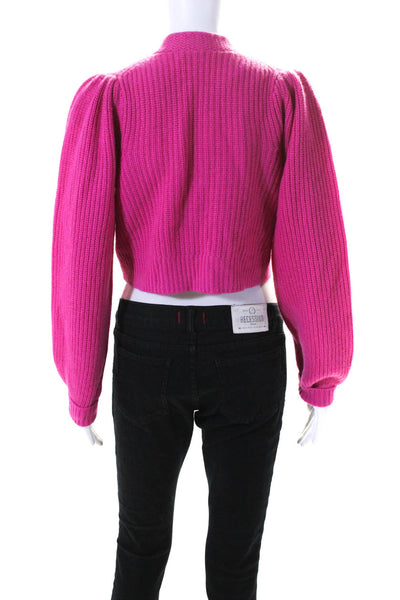 Love Shack Fancy Womens Long Sleeves Bow Cardigan Sweater Pink Size Small